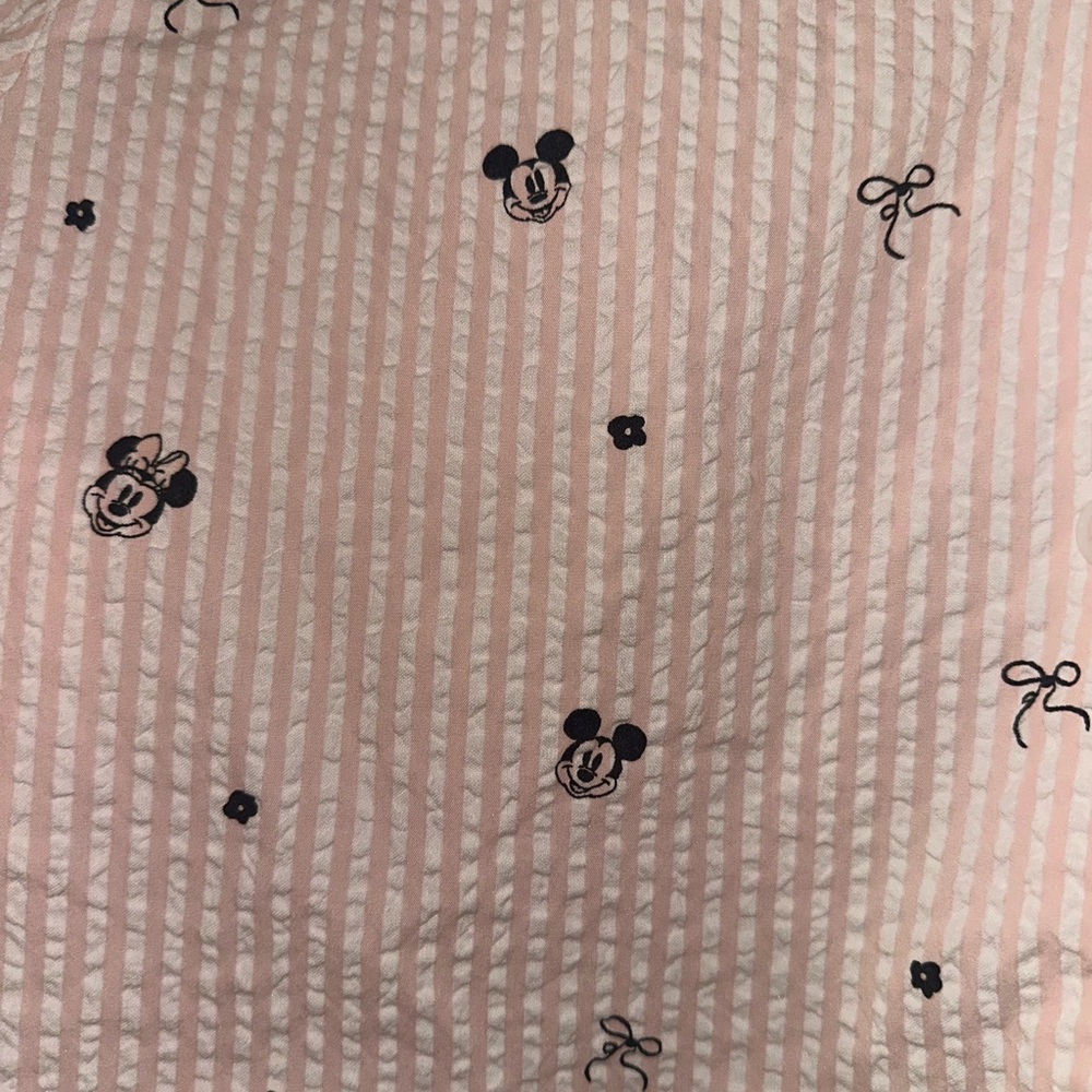 American Eagle AE Disney Mickey and Minnie Pajama Top Pink Seersucker Bows XXL - Picture 4 of 7